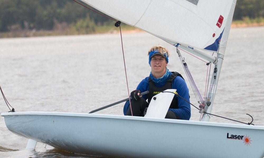 Laser dinghy sailing